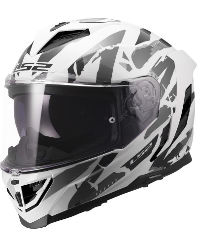 Casque Integral Moto LS2 Storm III Kaos blanc-gris