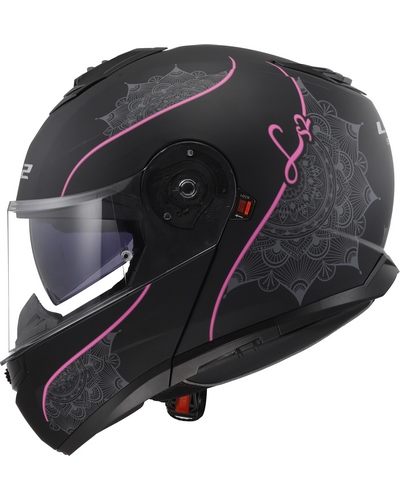 Casque Modulable Moto LS2 Strobe II Lux noir-rose