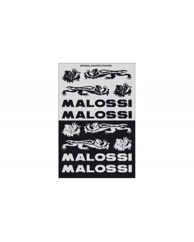 Stickers Déco Moto MALOSSI Planches d'autocollants Malossi noir/argent par 3