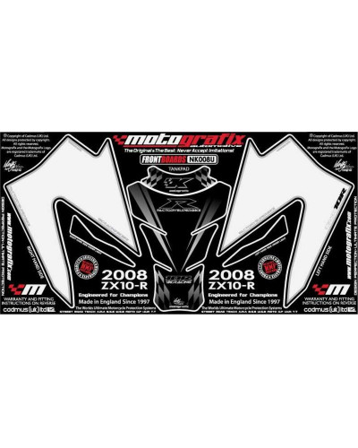 KIT STICKERS MOTOGRAFIX Kit déco avant MOTOGRAFIX blanc Kawasaki ZX10R Ninja