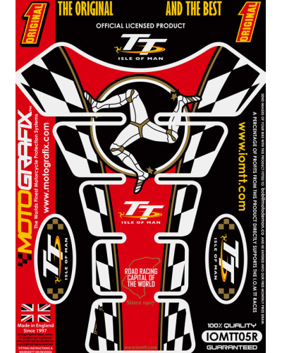 MOTOGRAFIX Protection de réservoir MOTOGRAFIX 1pcs rouge Isle of Man 