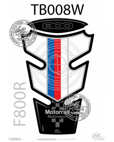 Protection Réservoir Moto MOTOGRAFIX Protection de réservoir MOTOGRAFIX 2pcs bleu/rouge/blanc BMW F800R