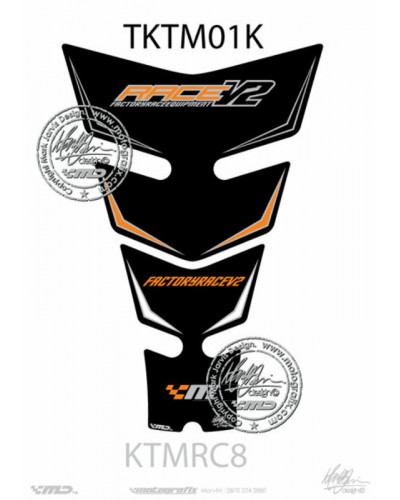 Protection Réservoir Moto MOTOGRAFIX Protection de réservoir MOTOGRAFIX 2pcs noir/orange KTM RC8