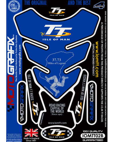 Protection Réservoir Moto MOTOGRAFIX Protection de réservoir MOTOGRAFIX 4pcs bleu Isle of Man