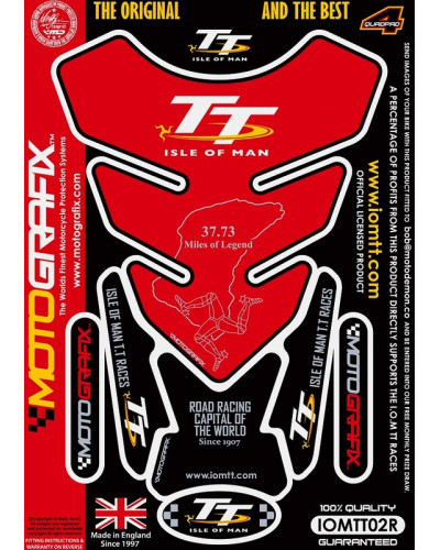 Protection Réservoir Moto MOTOGRAFIX Protection de réservoir MOTOGRAFIX 4pcs rouge Isle of Man