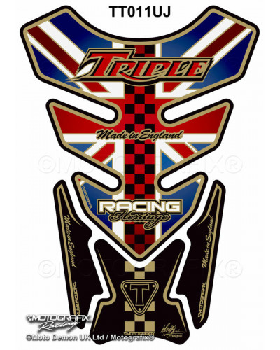 Protection Réservoir Moto MOTOGRAFIX Protection de réservoir MOTOGRAFIX 4pcs Union Jack Triumph