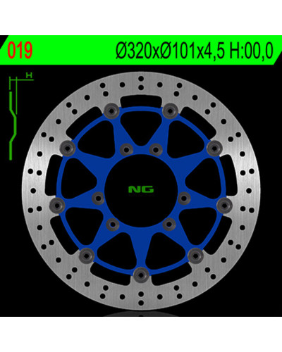 Disque Frein Moto NG BRAKE DISC Disque de frein avant gauche NG 019 rond flottant HM Motard