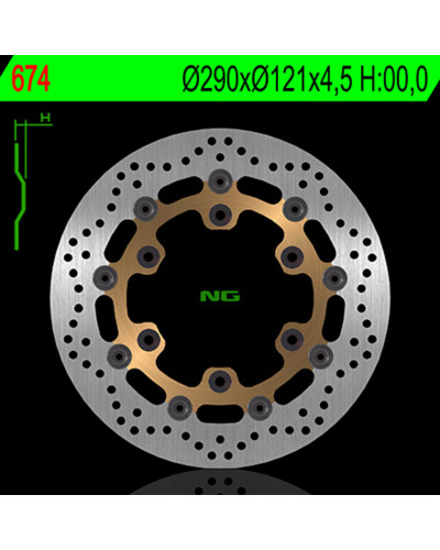 Disque Frein Moto NG BRAKE DISC Disque de frein avant gauche NG 674 rond flottant Suzuki DR650SE