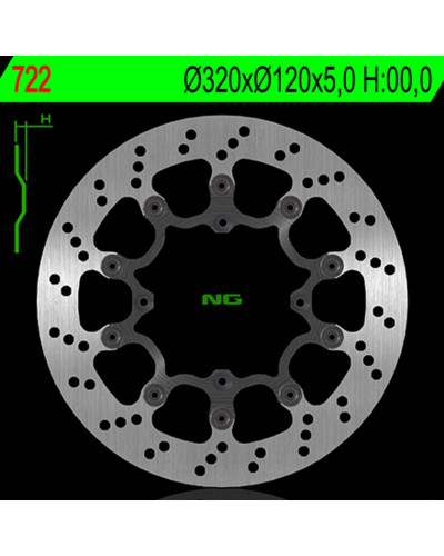 Disque Frein Moto NG BRAKE DISC Disque de frein avant gauche NG 722 rond fixe