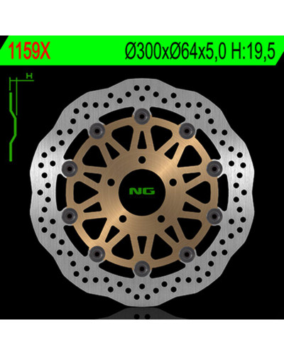 Disque Frein Moto NG BRAKE DISC Disque de frein avant NG 1159X pétale flottant