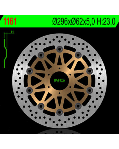 Disque Frein Moto NG BRAKE DISC Disque de frein avant NG 1161G rond flottant Honda Hornet 600