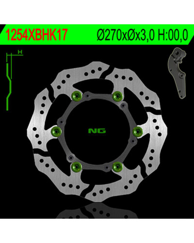 Disque Frein Moto NG BRAKE DISC Disque de frein avant NG 1254XBH pétale flottant KTM SX/EXC