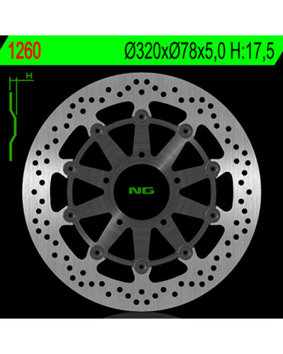 Disque Frein Moto NG BRAKE DISC Disque de frein avant NG 1260G rond flottant Triumph Tiger 1050