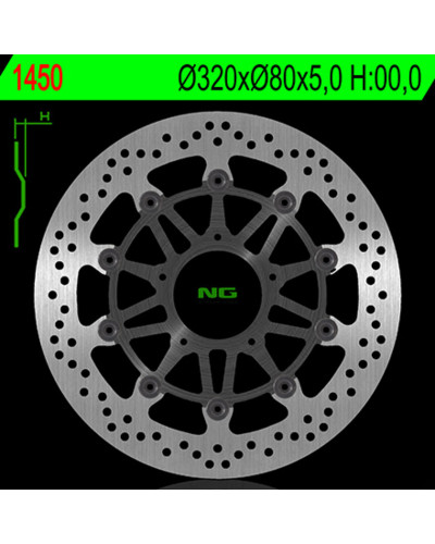 Disque Frein Moto NG BRAKE DISC Disque de frein avant NG 1450 rond semi-flottant MV Agusta