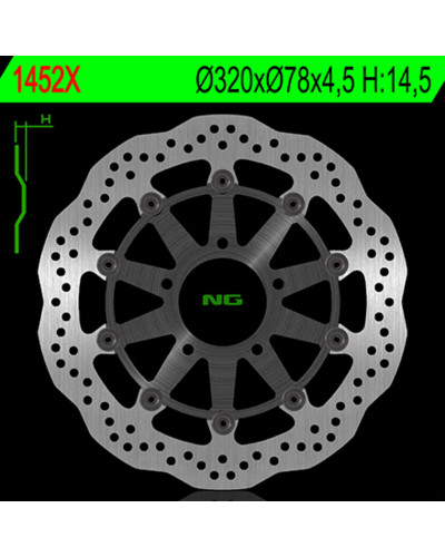 Disque Frein Moto NG BRAKE DISC Disque de frein avant NG 1452X pétale semi-flottant Sprint ST1050