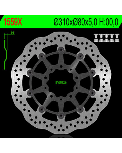 Disque Frein Moto NG BRAKE DISC Disque de frein avant NG 1559X pétale semi-flottant Kawasaki