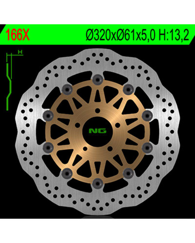 Disque Frein Moto NG BRAKE DISC Disque de frein avant NG 166X pétale flottant Kawasaki