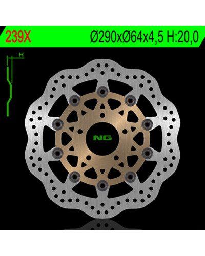 Disque Frein Moto NG BRAKE DISC Disque de frein avant NG 239X pétale flottant Yamaha