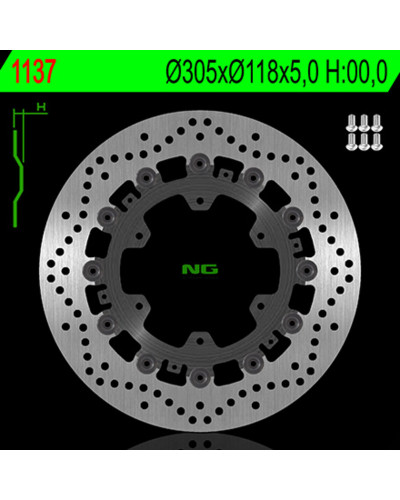 Disque Frein Moto NG BRAKE DISC Disque de frein NG 1137 rond semi-flottant