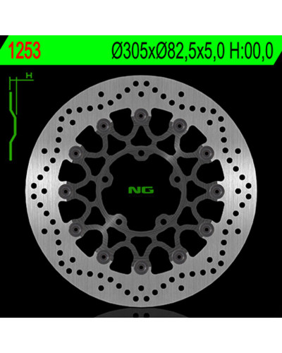 Disque Frein Moto NG BRAKE DISC Disque de frein NG 1253 rond semi-flottant