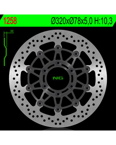 Disque Frein Moto NG BRAKE DISC Disque de frein NG 1258 rond semi-flottant