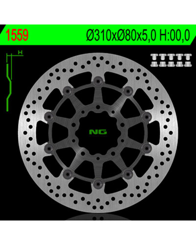 Disque Frein Moto NG BRAKE DISC Disque de frein NG 1559 rond semi-flottant