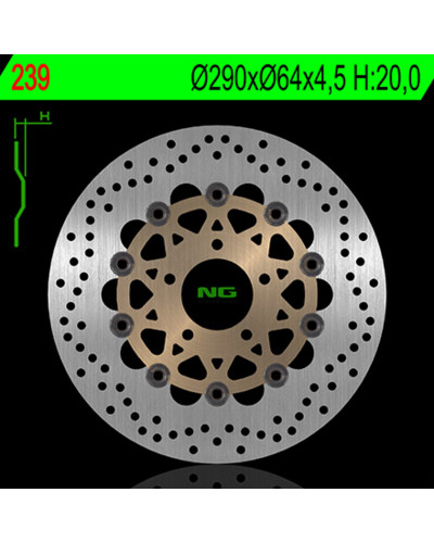 Disque Frein Moto NG BRAKE DISC Disque de frein NG 239 rond semi-flottant