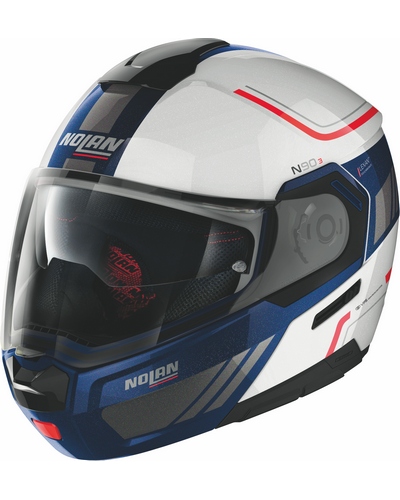 Casque Modulable Moto NOLAN N90.3 Voyager blanc-bleu