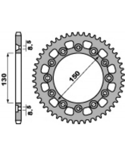 Couronne Moto PBR Couronne acier PBR 38 dents chaîne 520 HONDA XL350R