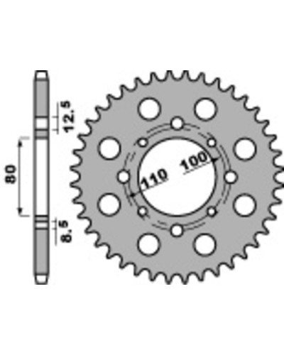 Couronne Moto PBR Couronne acier PBR 38 dents chaîne 630 Honda CB750KZ FZ