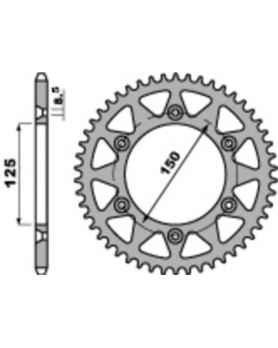 Couronne Moto PBR Couronne acier PBR 42 dents chaîne 520 KTM EXC200