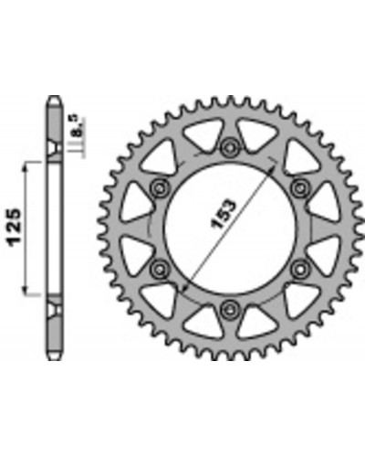 Couronne Moto PBR Couronne acier PBR 48 dents chaîne 520 Honda CR/CRF