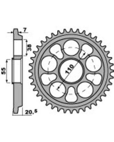 Couronne Moto PBR Couronne alu PBR 39 dents chaine 525 Ducati Monster 796