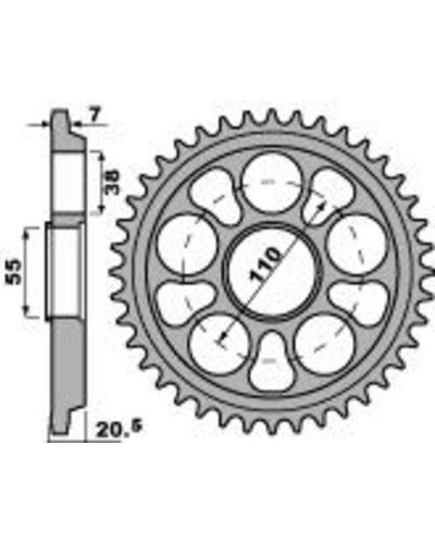 Couronne Moto PBR Couronne alu PBR 42 dents chaîne 525 Ducati 748