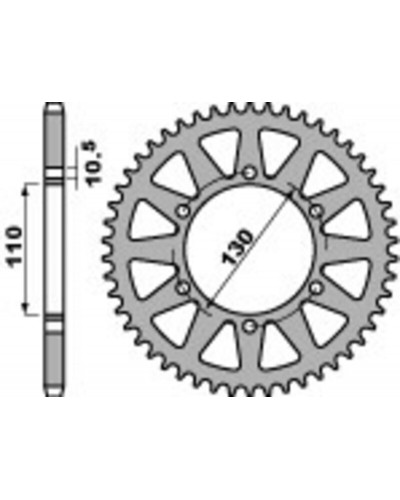 Couronne Moto PBR Couronne alu PBR 44 dents chaine 520 Suzuki GSX-R600/1000 - Yamaha R1/R6