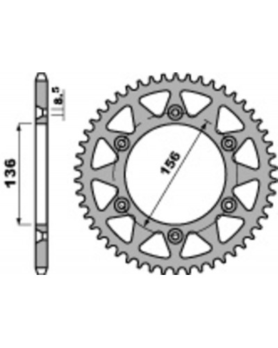 Couronne Moto PBR Couronne alu PBR 48 dents chaîne 520 sherco SE/SX 2.5I-F