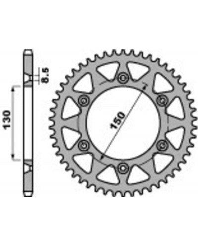 Couronne Moto PBR Couronne alu PBR 48 dents chaine 520 Yamaha YZ125/YZ450F