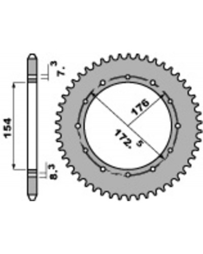 Couronne Moto PBR Couronne Ergal 33 dents non perçée PBR