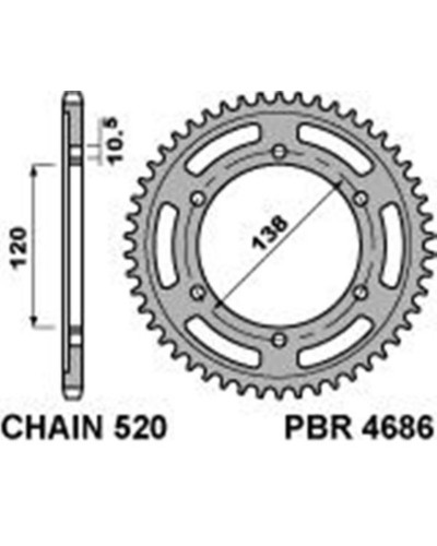 Couronne Moto PBR Couronne PBR 36 dents acier standard pas 520 type 4686