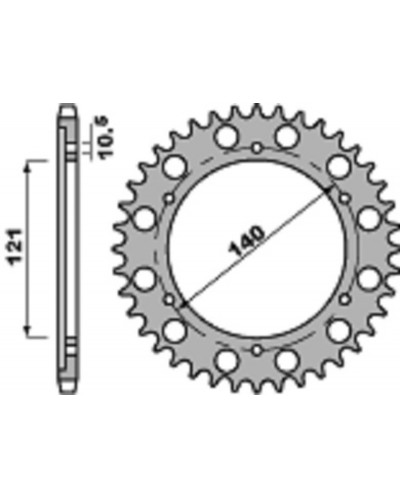 Couronne Moto PBR Couronne PBR 40 dents acier standard pas 530 type 4435 Cagiva RAPTOR 1000