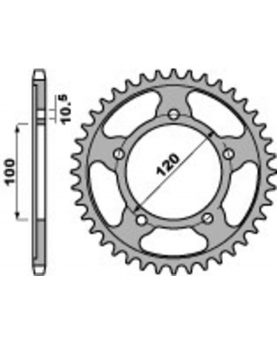 Couronne Moto PBR Couronne PBR 42 dents acier standard pas 525 type 4447 APRILIA DORSODURO 1200