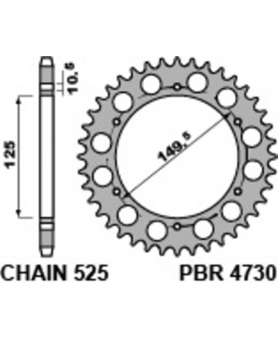 Couronne Moto PBR Couronne PBR 42 dents acier standard pas 525 type 4730