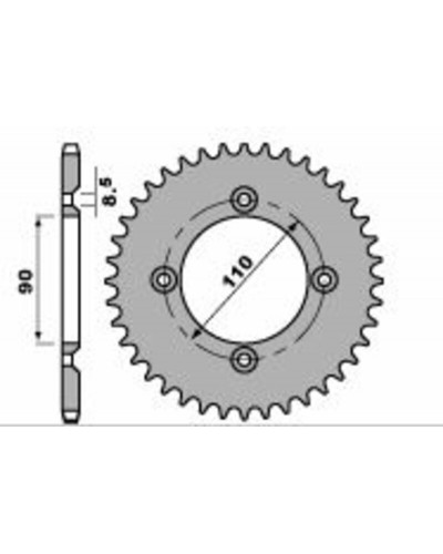 Couronne Moto PBR Couronne PBR 42 dents acier type 4644 pas 415 KTM SX50