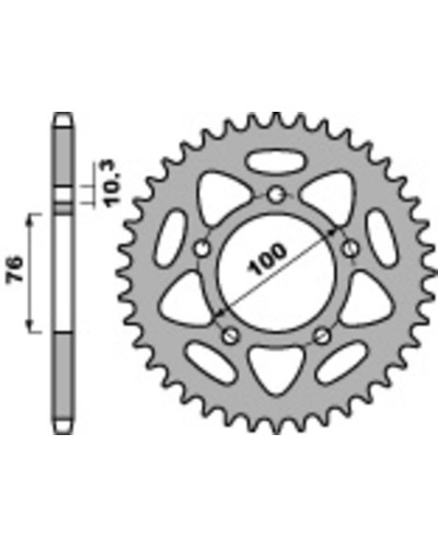 Couronne Moto PBR Couronne PBR 42 dents alu ultra-light pas 525 type 4456