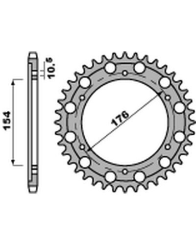 Couronne Moto PBR Couronne PBR 43 dents acier standard pas 525 type 4679