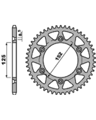 Couronne Moto PBR Couronne PBR 49 dents alu standard pas 520 type 4649 Beta RR250