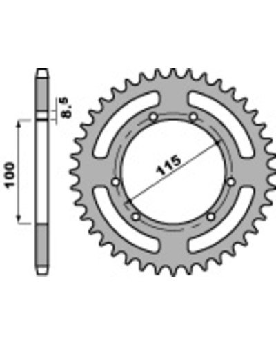Couronne Moto PBR Couronne PBR 52 dents acier standard pas 420 type 4391