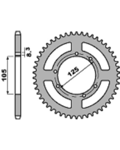 Couronne Moto PBR Couronne PBR 52 dents alu ultra-light pas 428 type 4413 Derbi DRD 125