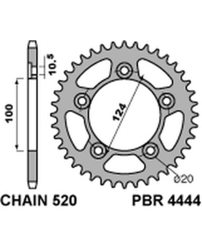 Couronne Moto PBR Couronne PBR acier C45 standard 4444 - 520