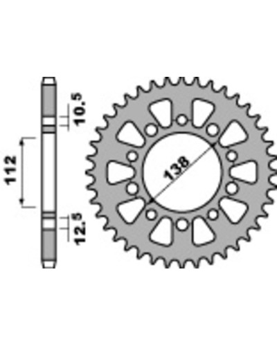 Couronne Moto PBR Couronne PBR acier standard 4384 - 520 Couronne Moto PBR Couronne PBR acier standard 4384 - 520